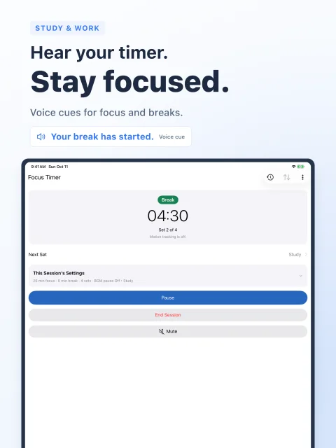 Spoken focus and break cues